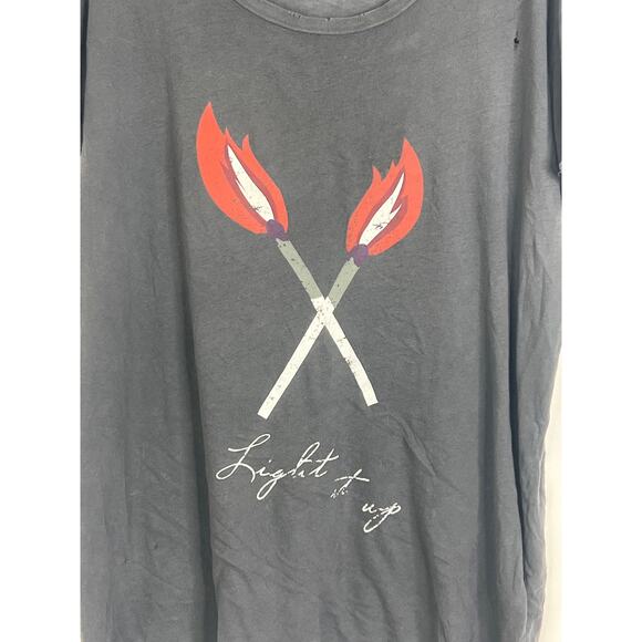 Current Elliott Intentionally Distressed Round Neck Graphic Tee Size 3/L - Picture 3 of 7